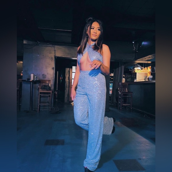 FN - Shine On Sequin Jumpsuit - blue - Picture 2 of 3